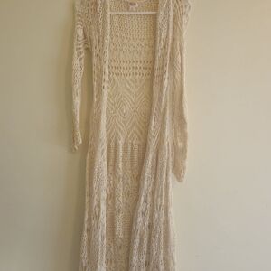 Mossimo Supply Co. Cream Crochet Open-Weave Cardigan